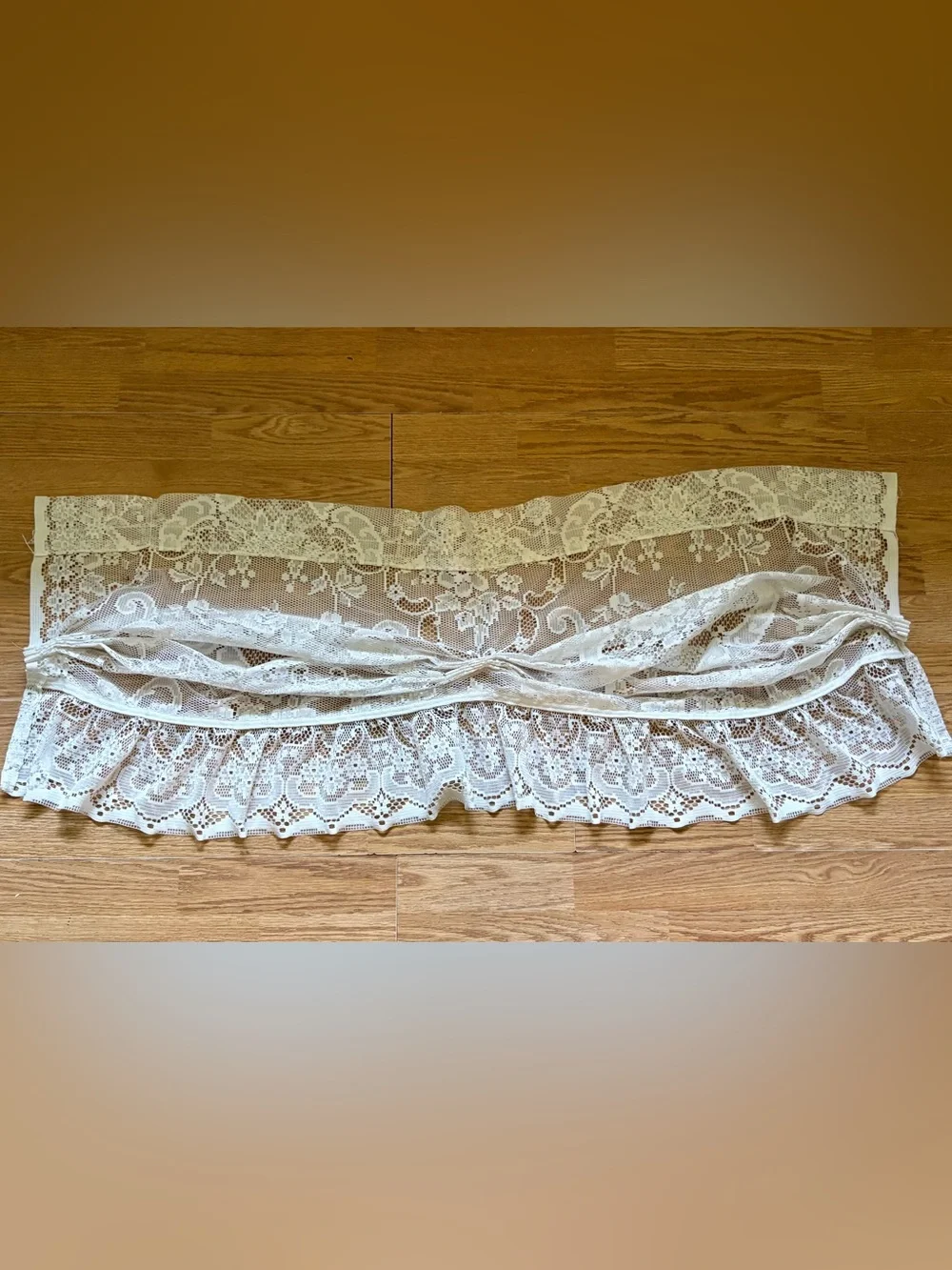 vintage White Lace Balloon Window Valance elegant style 44x 16drop